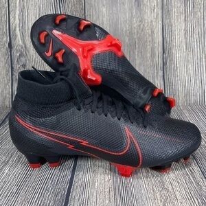 Nike Zoom Mercurial Superfly 7 Pro FG Black Red Sz 6